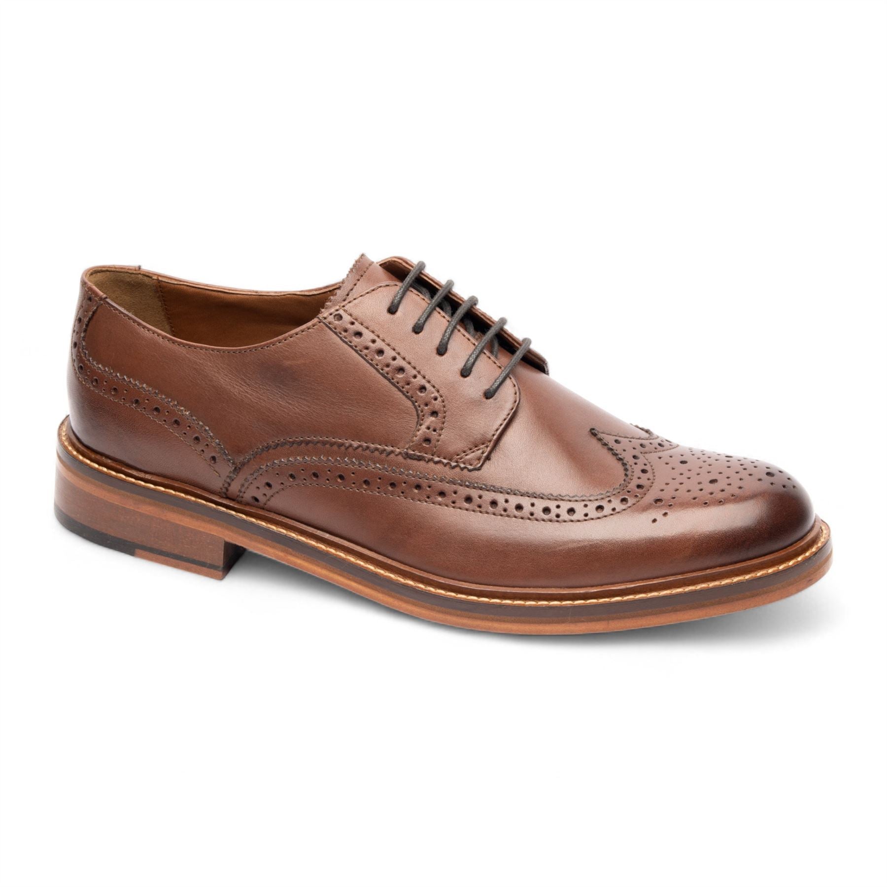 Men’s Brown Leather Derby Brogue Oxford Dress Shoes