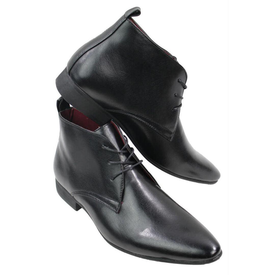 Mens Black Brown Leather Ankle Boots Italian Smart Chesea Dealer Laced - Knighthood Store