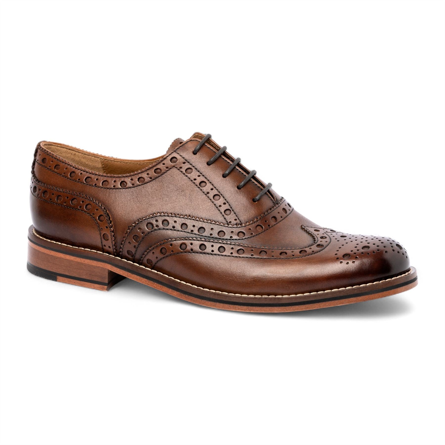 Men’s Brown Leather Wingtip Brogue Oxford Office Shoes