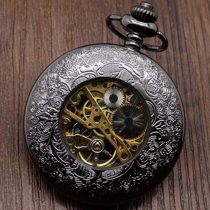 Mechanical Skeleton Half Hunter Antique Brass Pocket Watch