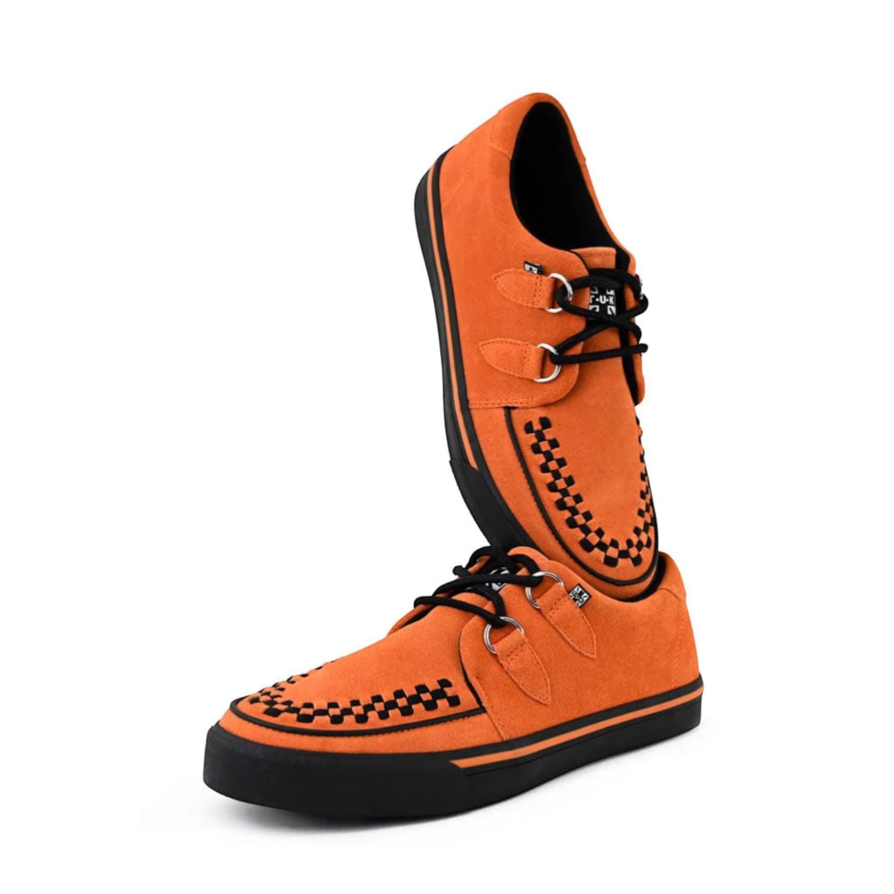 Pointed Creeper Sneaker Orange Cow Suede Platform Shoes