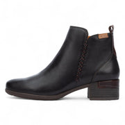 Malaga - Women’s Black Mid Heel Zip Leather Ankle Boots
