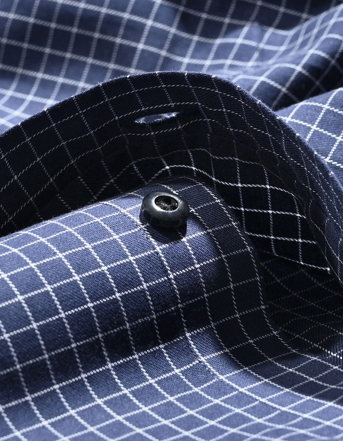 Men's Navy Formal Blend Checkered Shirt