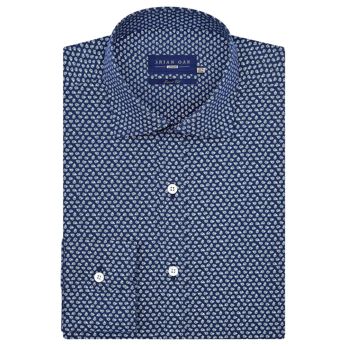 Men's Patterned Dress Shirt - Oxford Blue