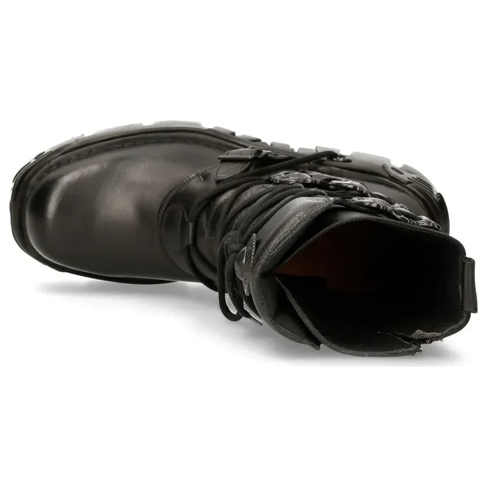 Men's New Rock 391-S18 Black Leather Mid Calf Boots