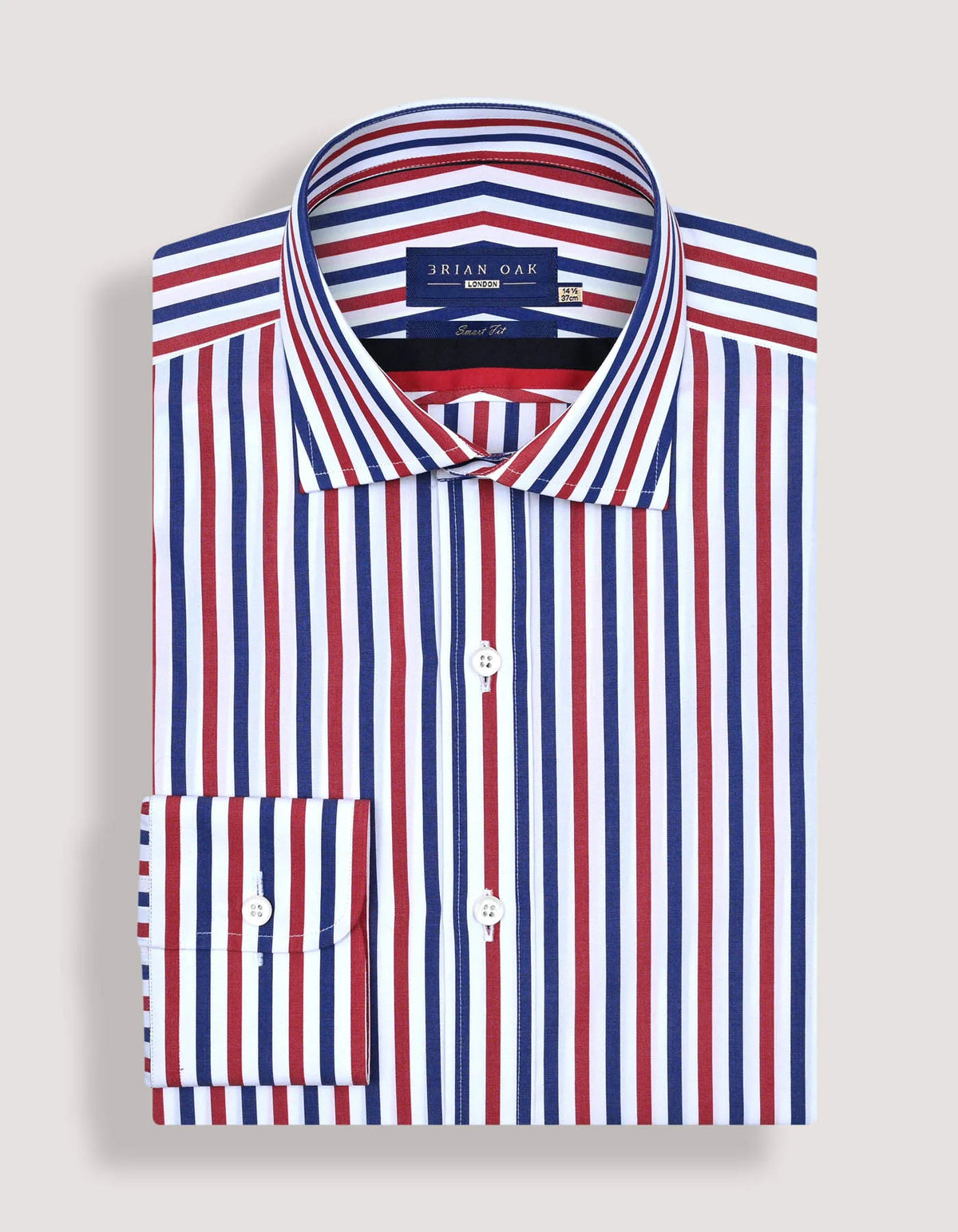 Men's Royal Blue and Red Striped Formal Shirt