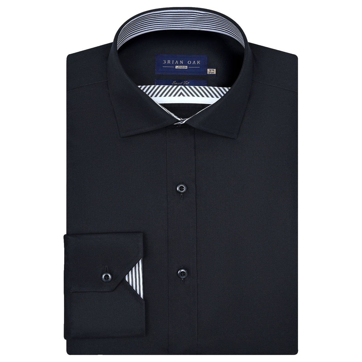 Men's Easy Care Designer Black Satin Shirt