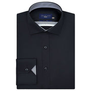 Men's Easy Care Designer Black Satin Shirt