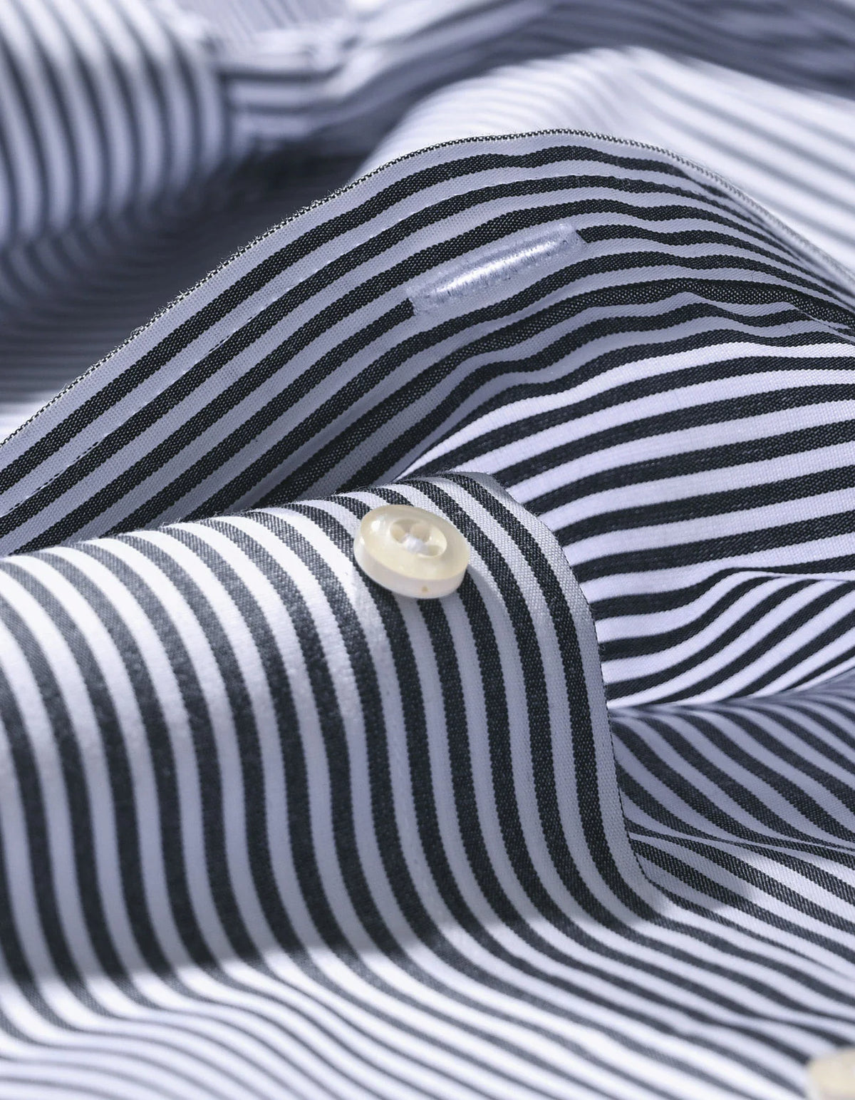 Men's Black and White Striped Formal Shirt