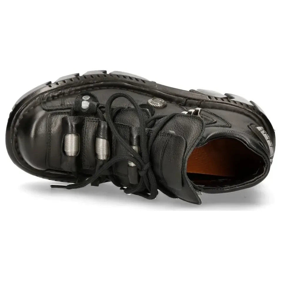 New Rock M-215-S6 Unisex Metallic Black Leather Goth Boots