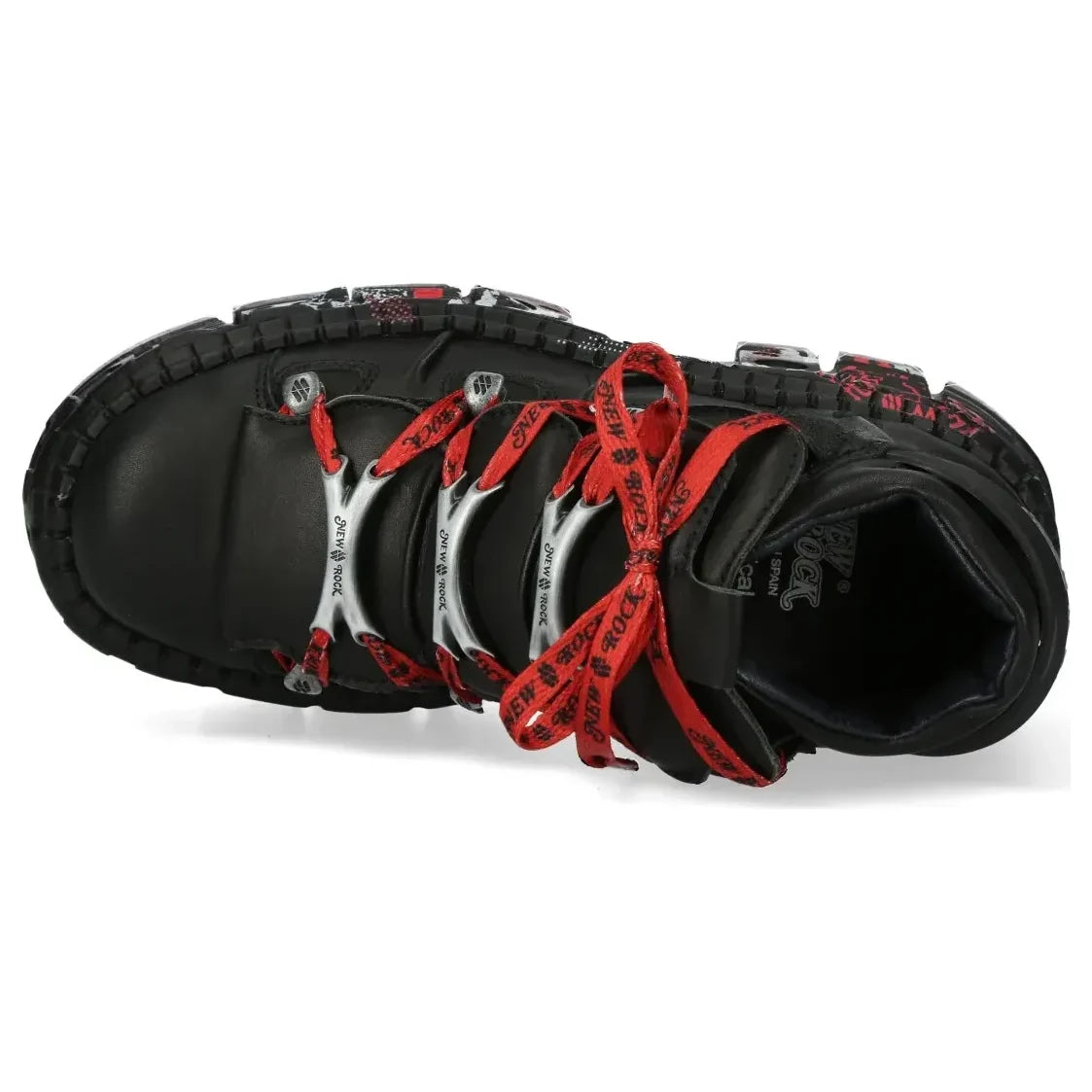 Men's New Rock WALL106-C9 Boots Metallic Black Leather Platform