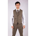 Mens Oak 3 Piece Tweed Suit Herringbone Wool Vintage Retro Fit - Knighthood Store