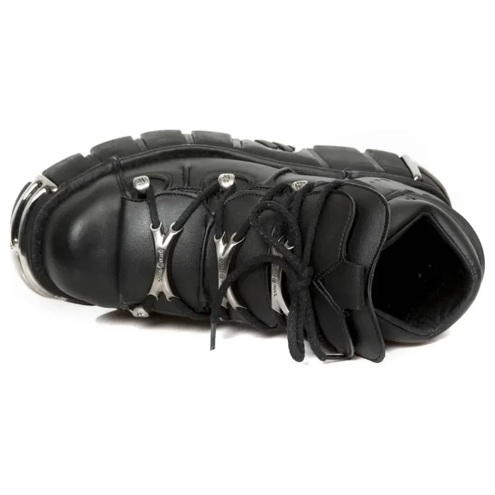New Rock M-106-VS1 Unisex Black Vegan Leather Gothic Boots