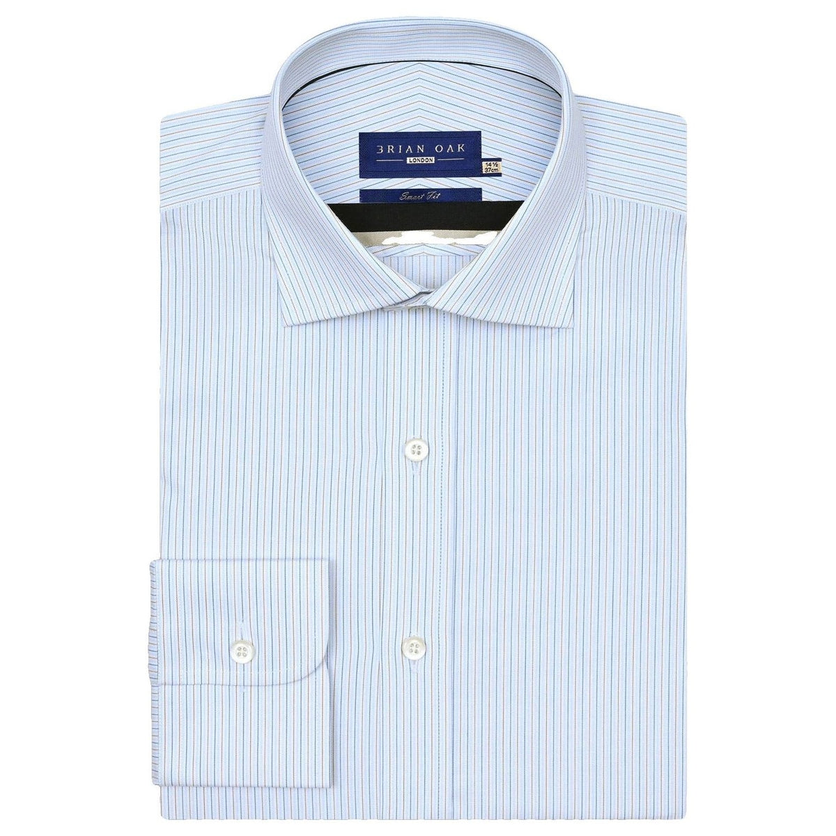 Men's Striped Cotton Dress Shirt – Blue and Mustard