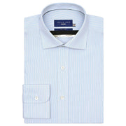 Men's Striped Cotton Dress Shirt – Blue and Mustard