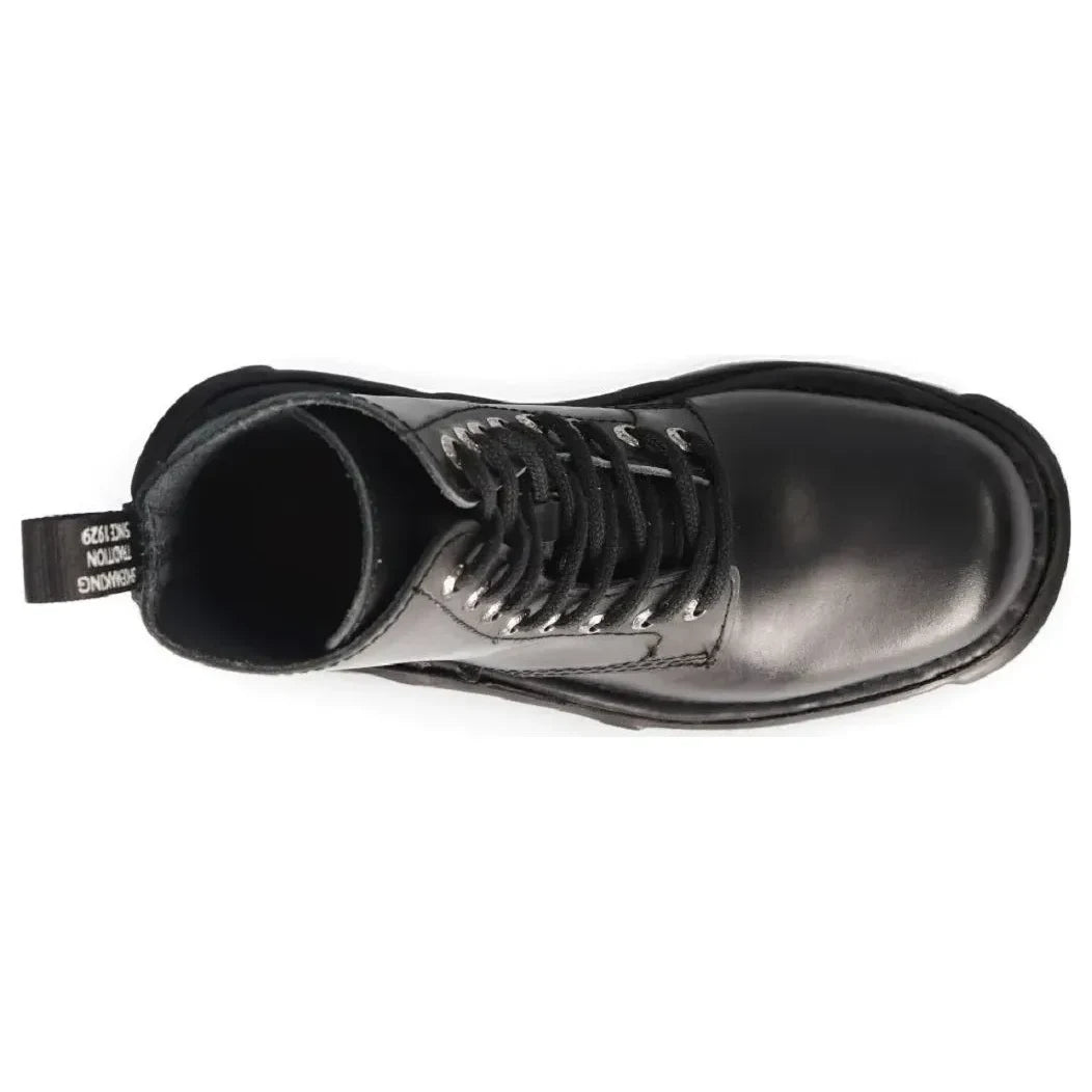 New Rock M-MILI084N-S Unisex Black Leather Platform Boots