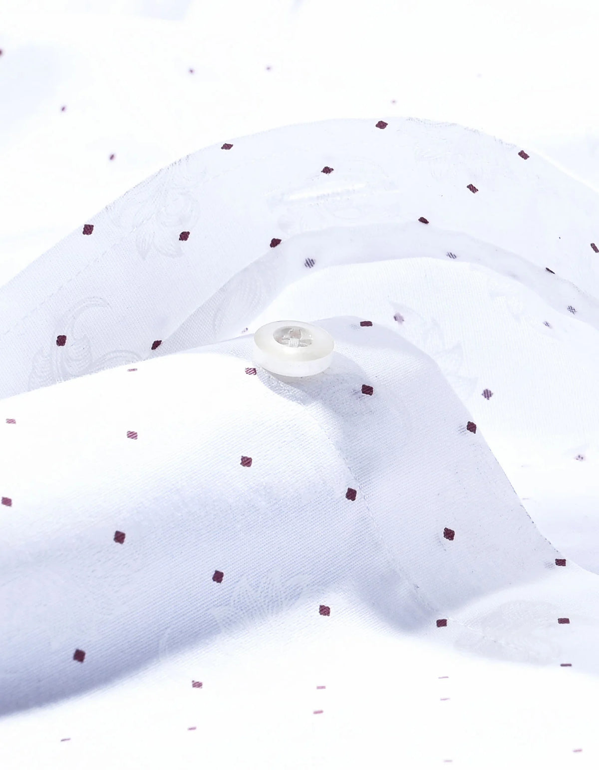 Men's White Self Paisley & Red Micro Dot Formal Shirt