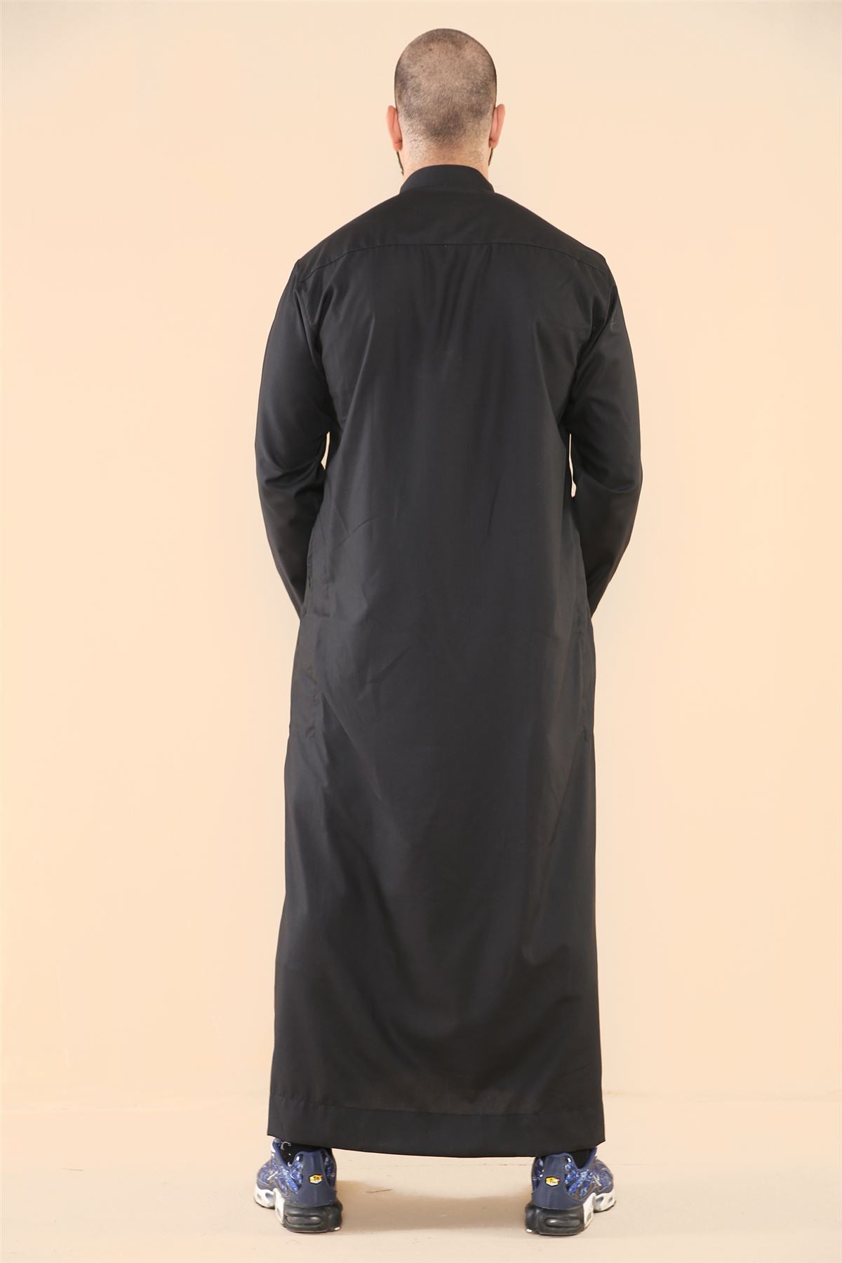 Mens Thobe Jubba Nehru Stand Collar Islamic Clothing Muslim Cotton Kaftan Dress Robe Saudi