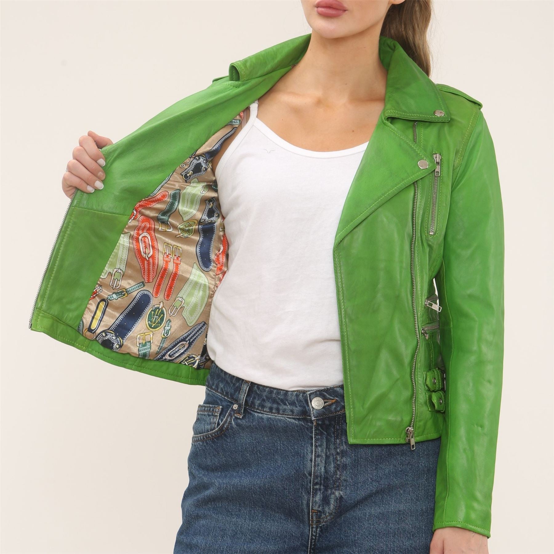 Women's Real Lamb Nappa Leather Vintage Biker Jacket