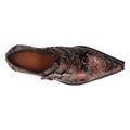 New Rock 7960-S5 Black Vintage Red Flower Leather Western Steel Paisley Shoes - Knighthood Store