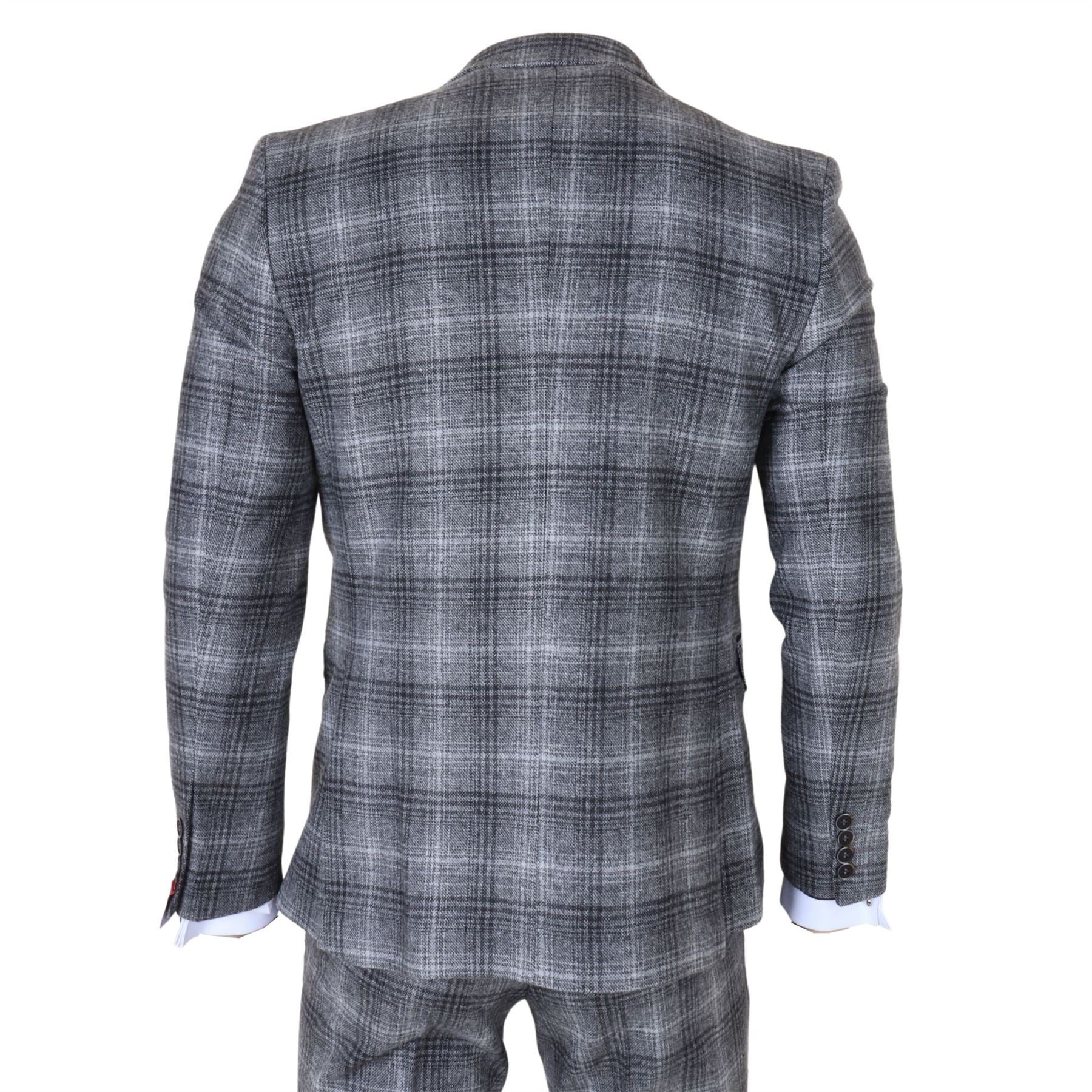 TP-30 - Men's Grey Tweed Check 3 Piece Suit