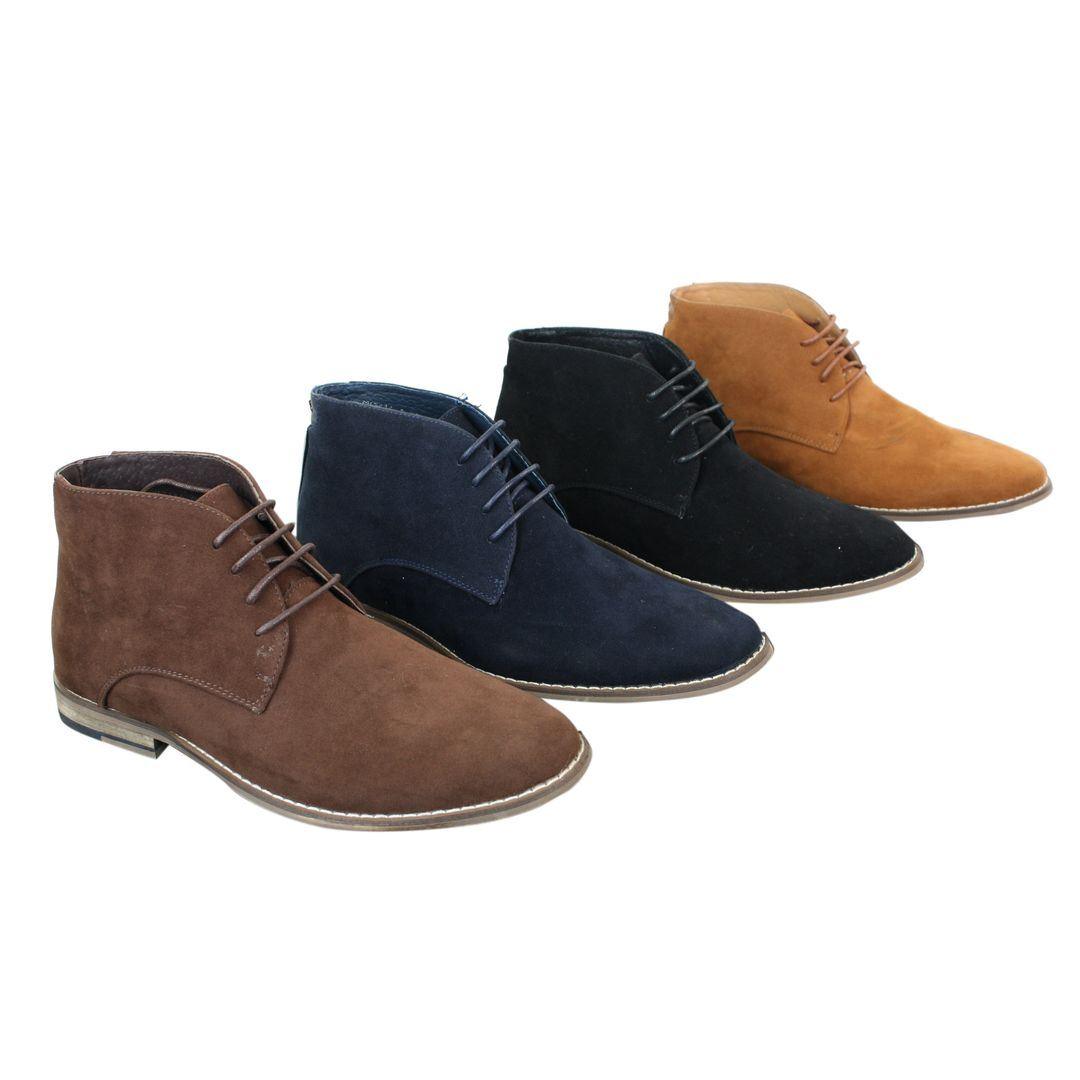 Mens Suede Ankle Boots Chelsea Laced Real Leather Lined Italian Design Smart Casual - Knighthood Store