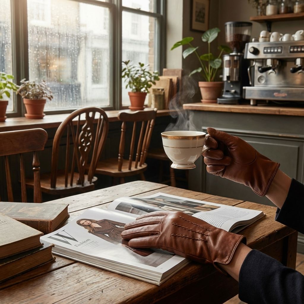 Women’s Genuine Leather Wool Lined Touchscreen Gloves