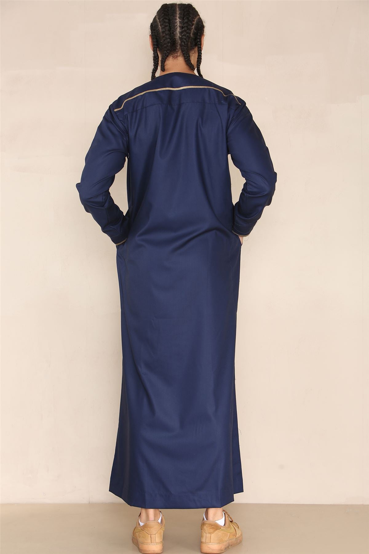 Mens Emirati Omani Thobe Jubba Islamic Clothing Muslim Kaftan Eid Robe Arab String Tassel