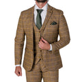 Men's Brown Suit Tweed Herringbone 3 Piece Wool Blend Formal Dress Suits - Knighthood Store