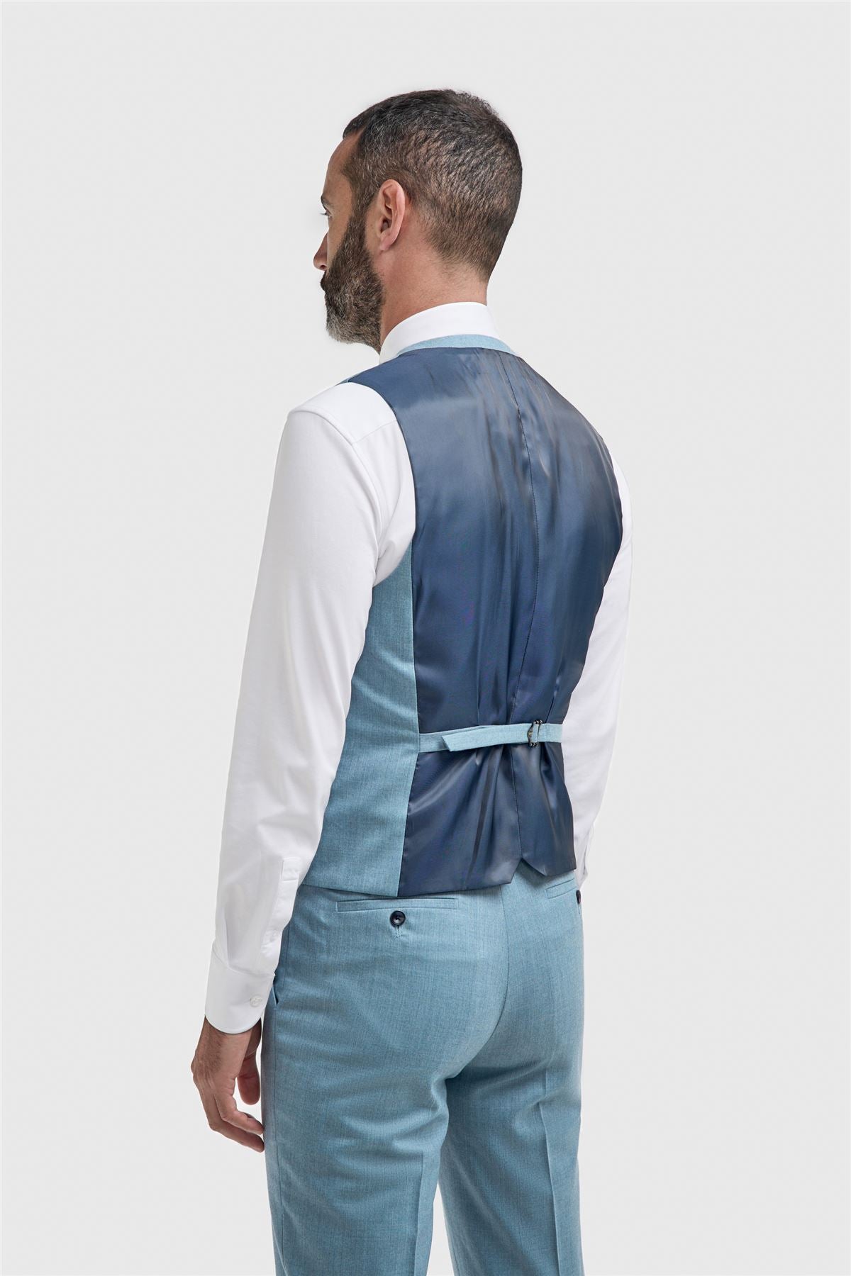 James - Men's Light Blue Textured Waistcoat