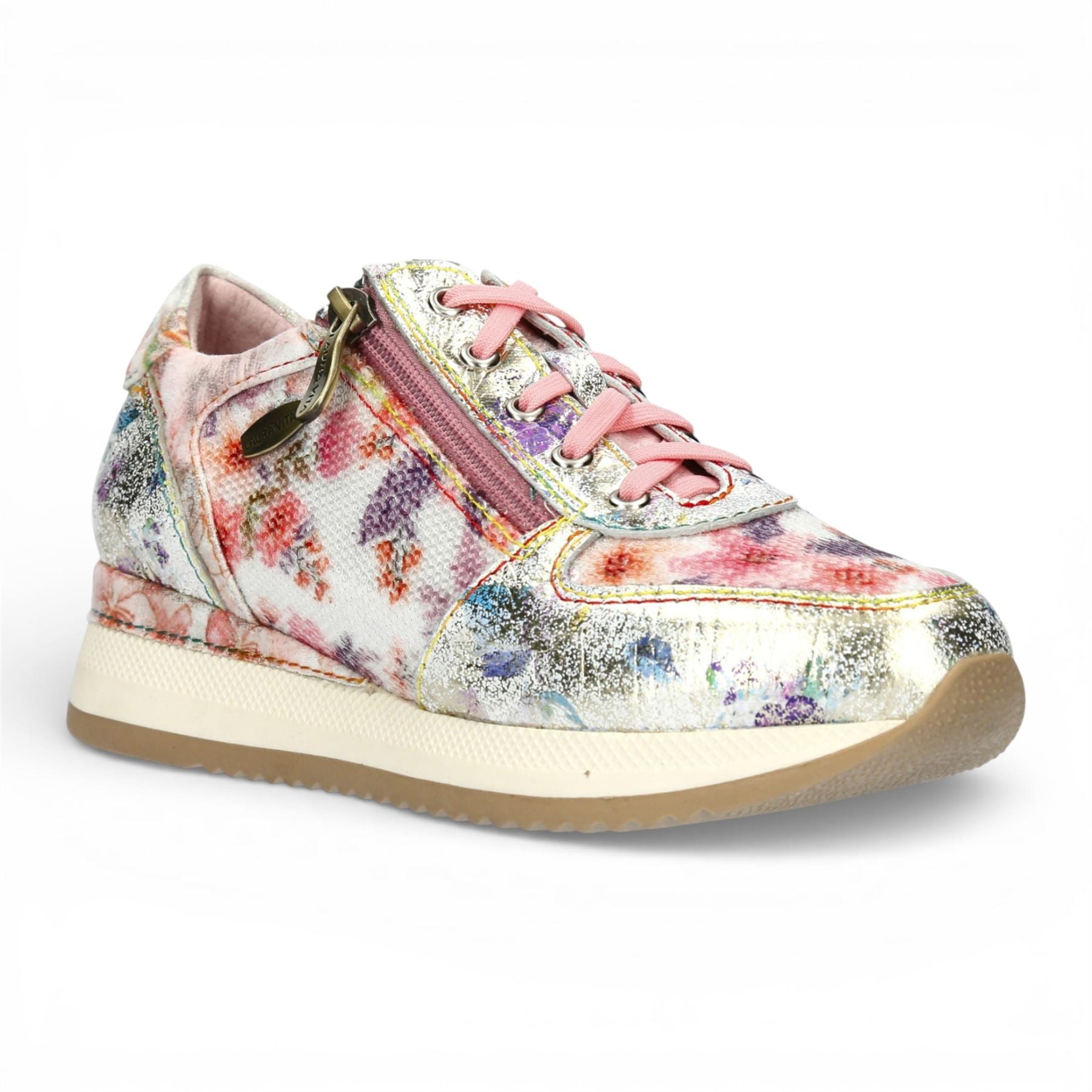 Gycmo 58 - Women's Rose Pink Floral Leather Sneakers