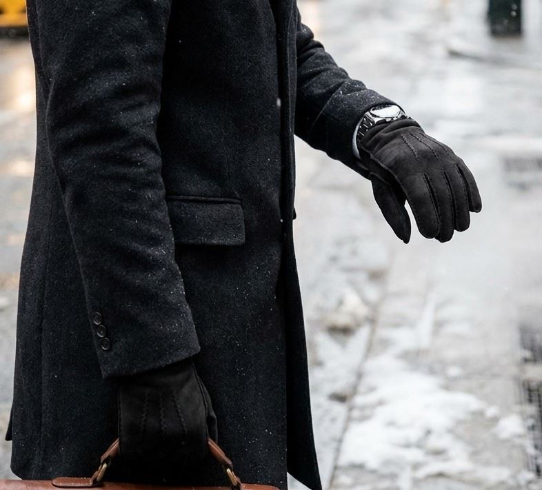 Men’s Sheepskin Suede Leather Wool Lining Gloves