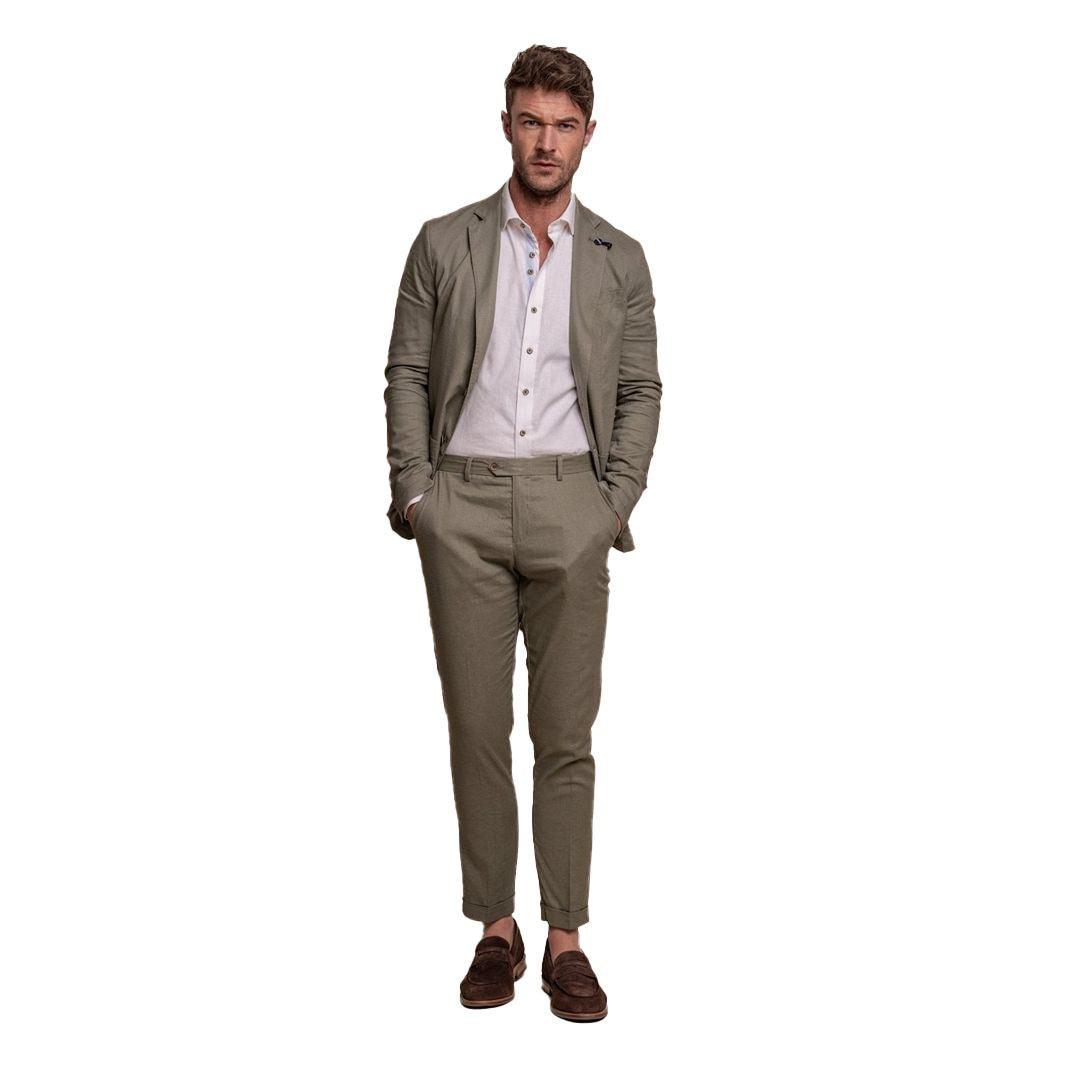 Mens Sage Green Linen 2 Piece Summer Suit - Knighthood Store