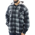 Men's Jumper Thermal Fleece Fur Lined Lumberjack Removable Hooded Buttoned Check Winter Shirt - Knighthood Store