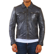 Men's Classic Collar Leather Biker Jacket
