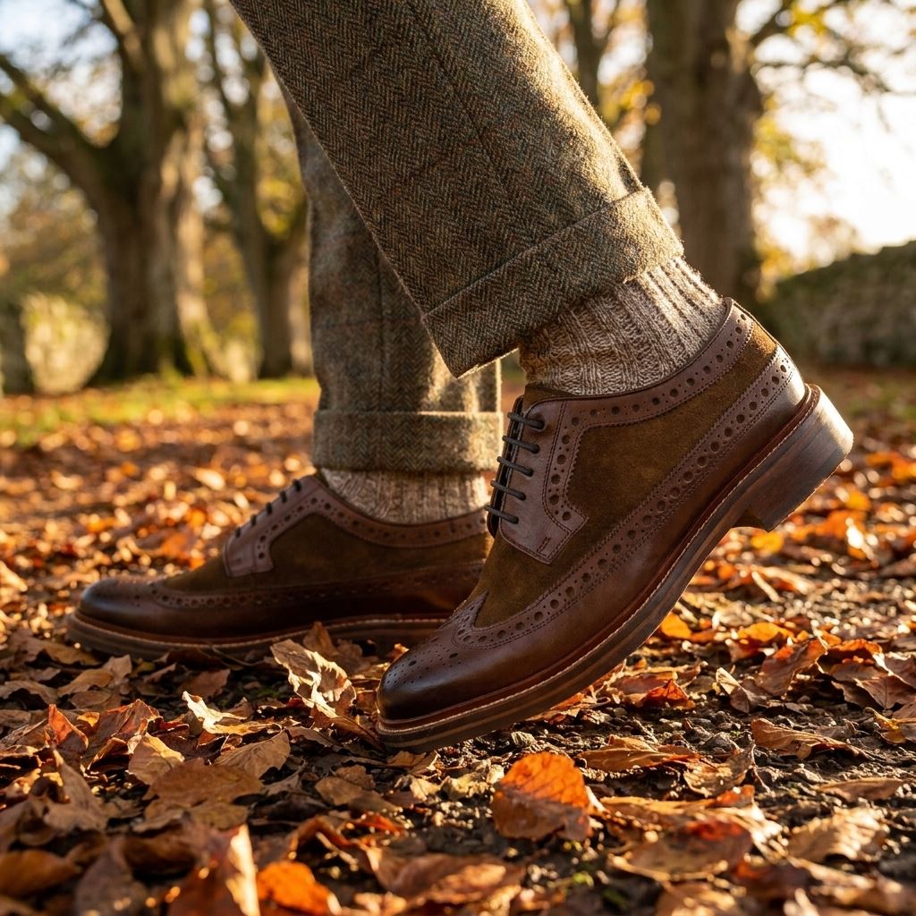 Men's Brown Suede Leather Brogues Oxford Formal Shoes