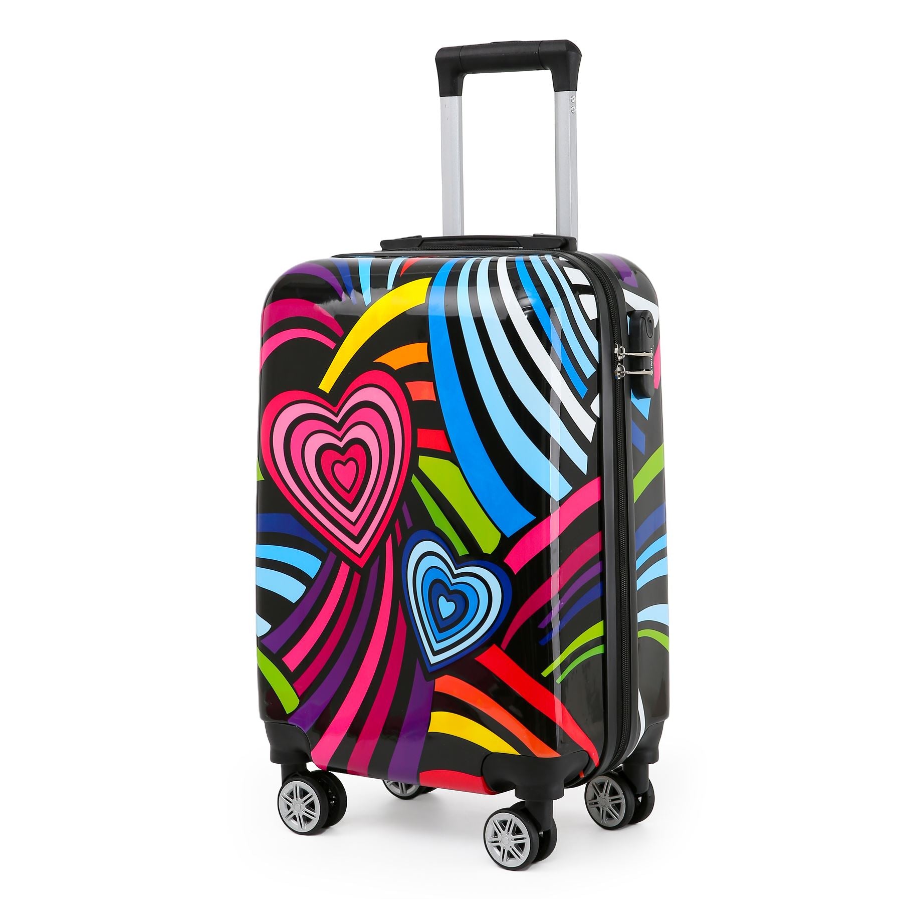 Hard Shell Suitcase Flower Heart Printed Luggage Travel Bag