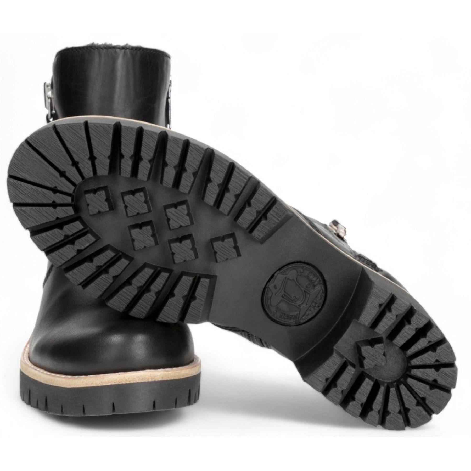 Trav B2 - Women's Black Side Zipped Leather Ankle Boots