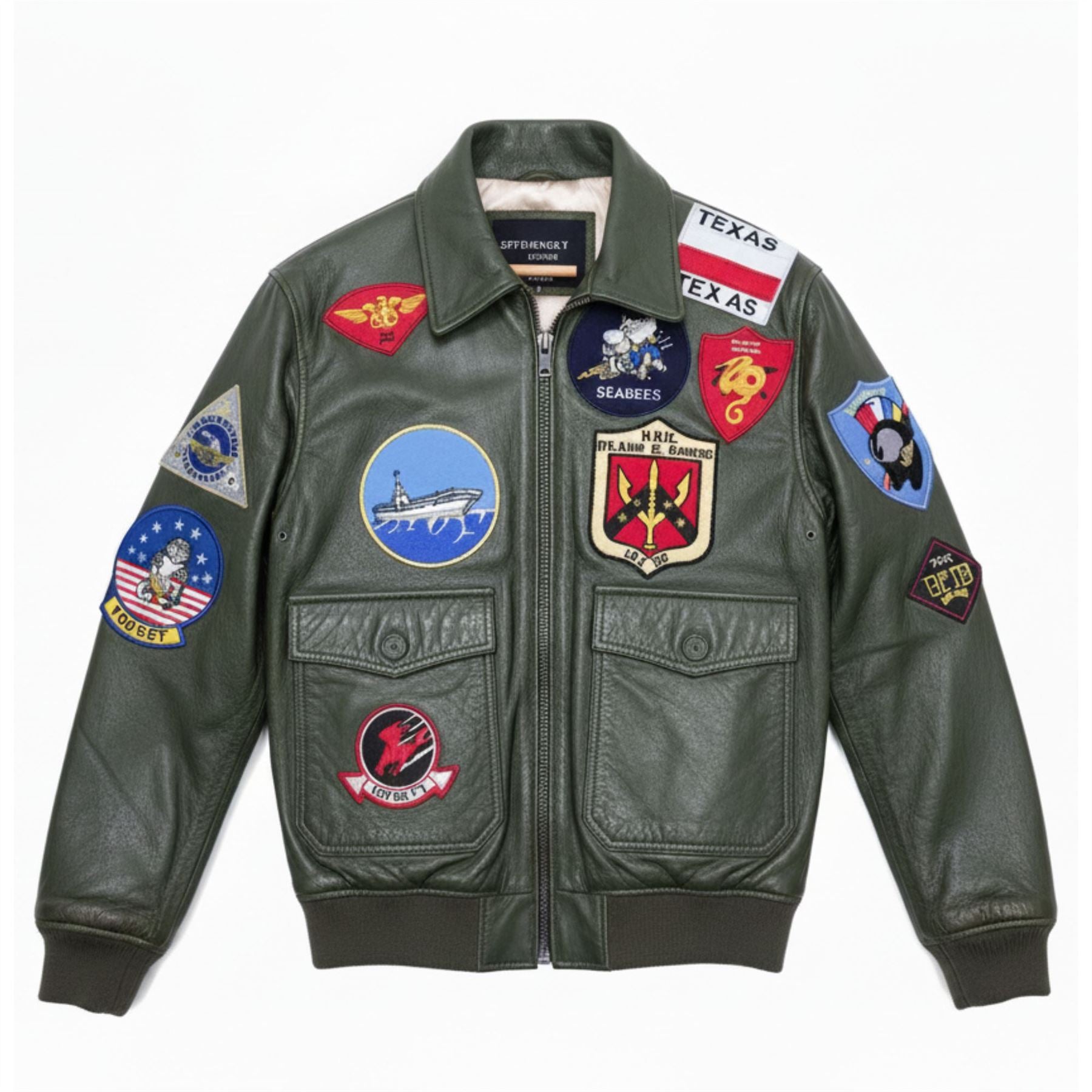 Men's Cowhide Top Gun Maverick Leather Aviator Bomber Jacket