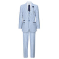 Boys 3 Piece Check Suit Tweed Light Blue Tailored Fit Wedding Peaky Classic - Knighthood Store