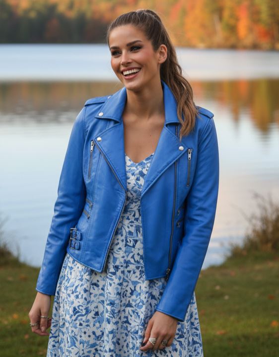 Women's Real Lamb Nappa Leather Vintage Biker Jacket