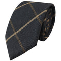 Mens Tweed Herringbone Tie Pocket Square Check Classic Blue Brown Grey Black - Knighthood Store