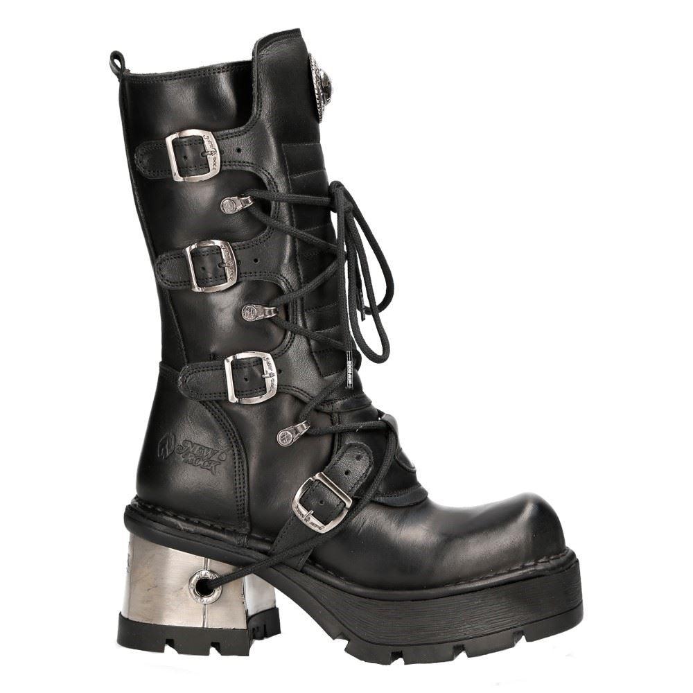 New Rock 373-S33 Ladies Black Gothic Mid Calf Boots - Knighthood Store