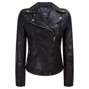 Ladies Leather Jacket Classic Biker Style Black REAL Leather Womens Jacket - Knighthood Store