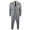 Men's Grey 3 Piece Suit Prince Of Wales Check Formal Business Dress Suits - Knighthood Store