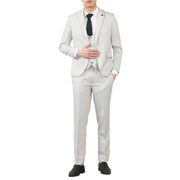 Men's 3 Piece Suit Stone Light Grey Tailored Fit Wedding Classic Prom Formal