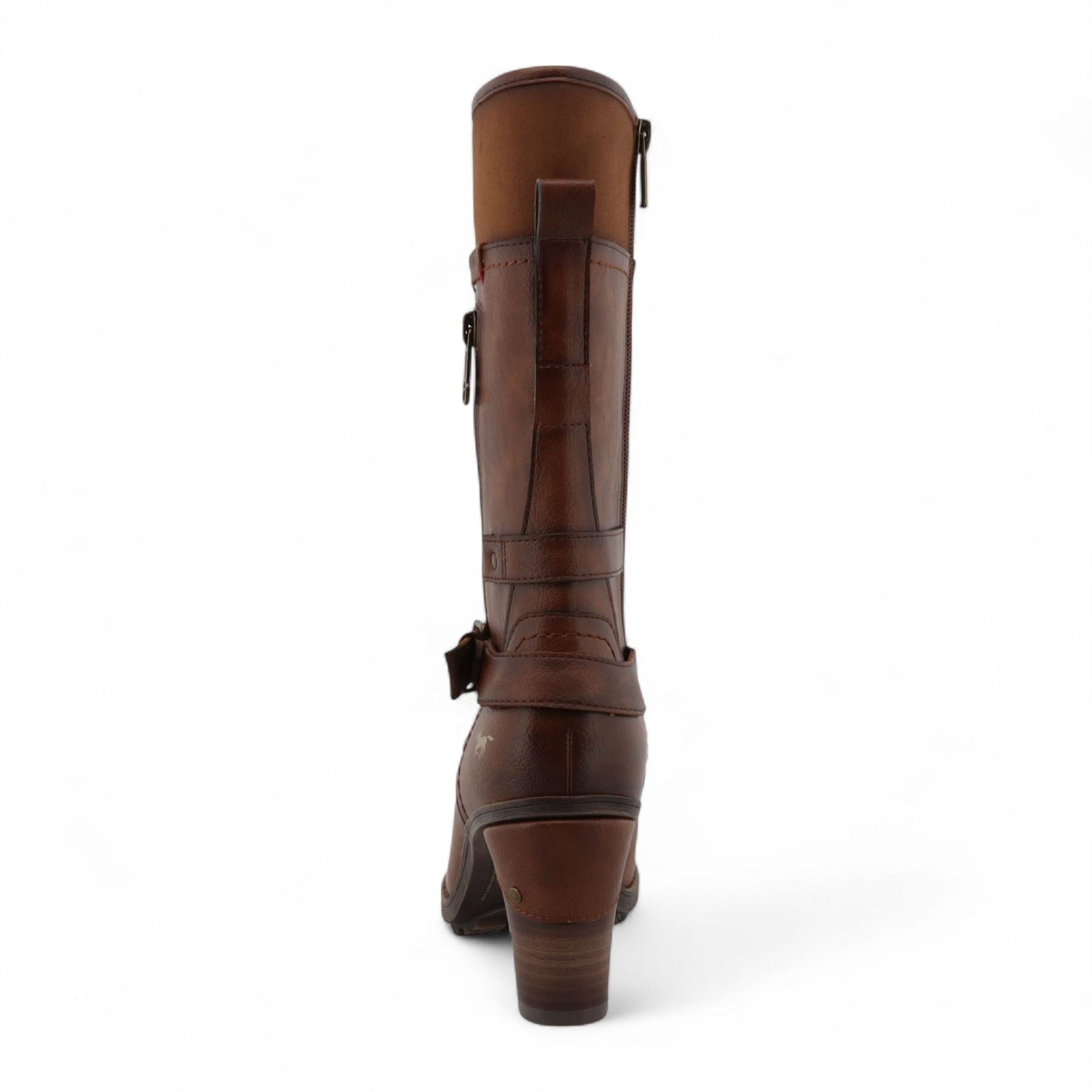 Women's Brown Mid-Calf Lace Up Heeled Combat Boots