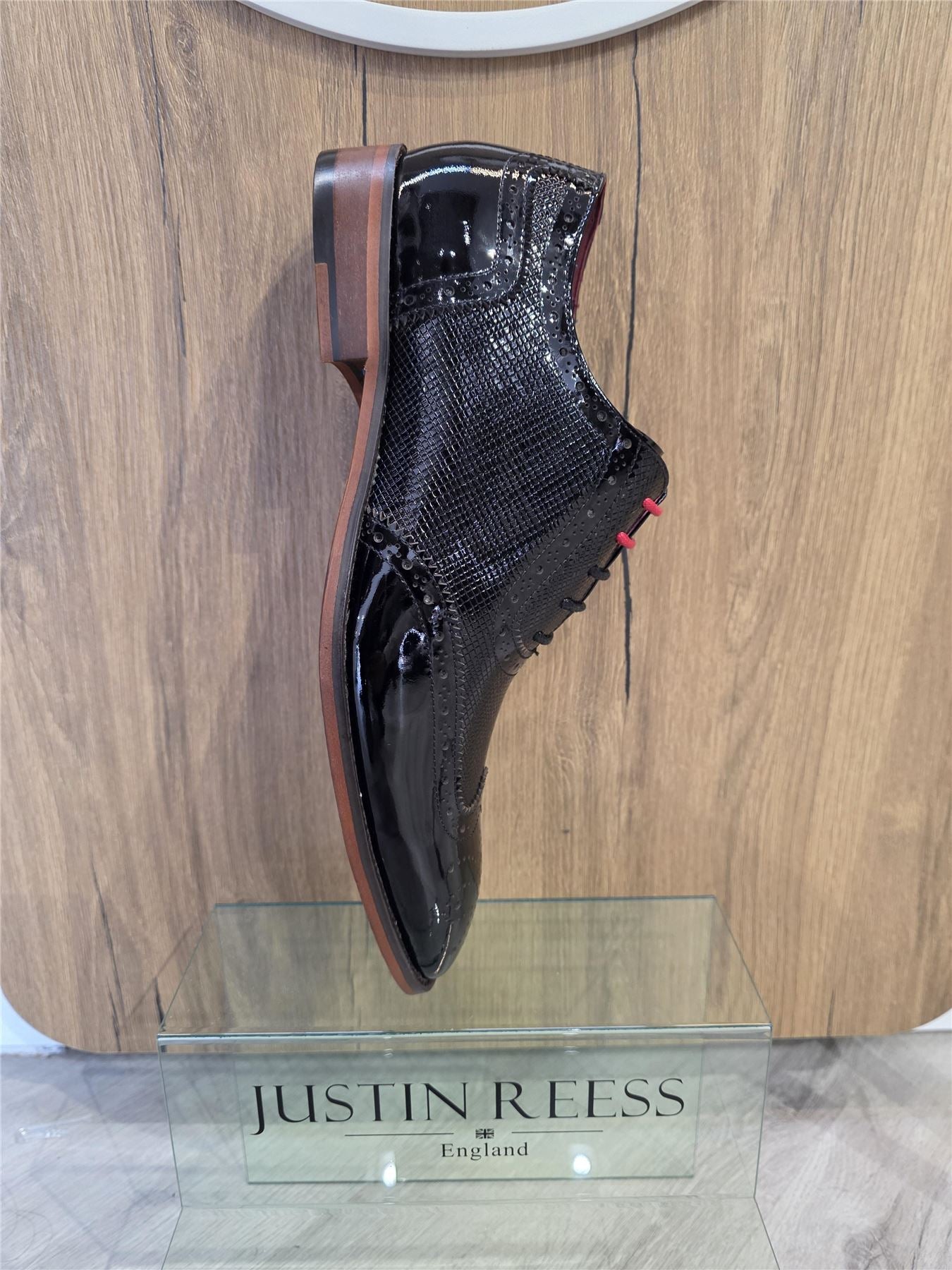 Flynn - Men's Black Patent Leather Brogue Shoes