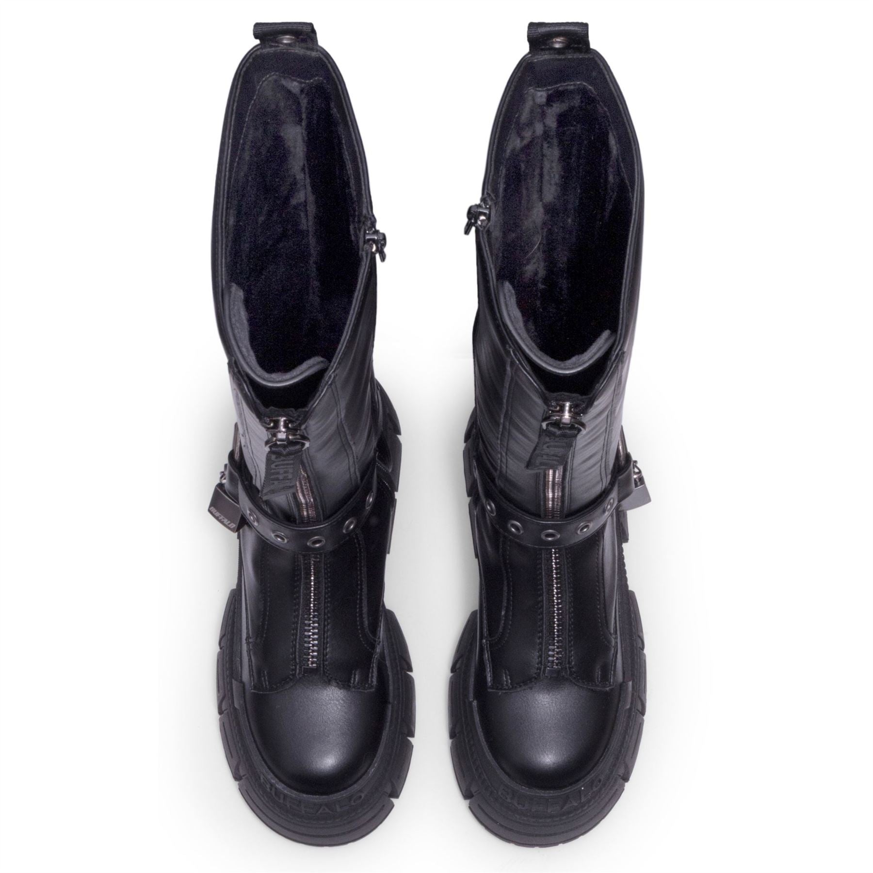 GOSPHER BIKER HI - Women’s Black Platform Knee-High Boots