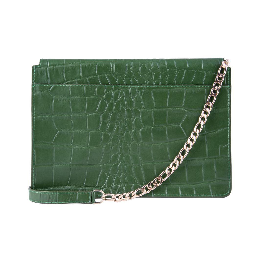 Womens Real Leather Buckle Hide Clutch Shoulder Bag Metal Chain Cross Body - Knighthood Store